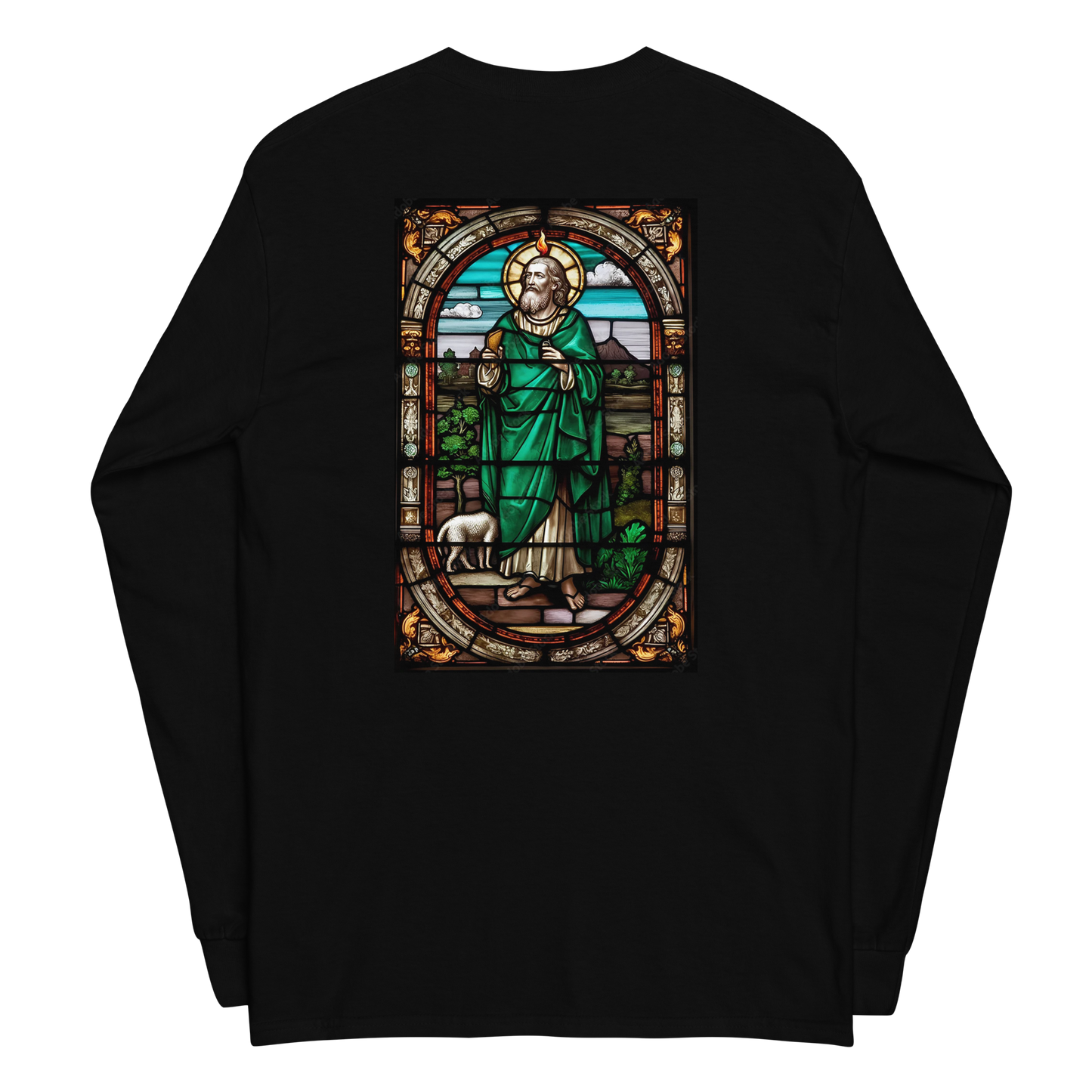 San Judas Stained Glass Men’s Long Sleeve Shirt