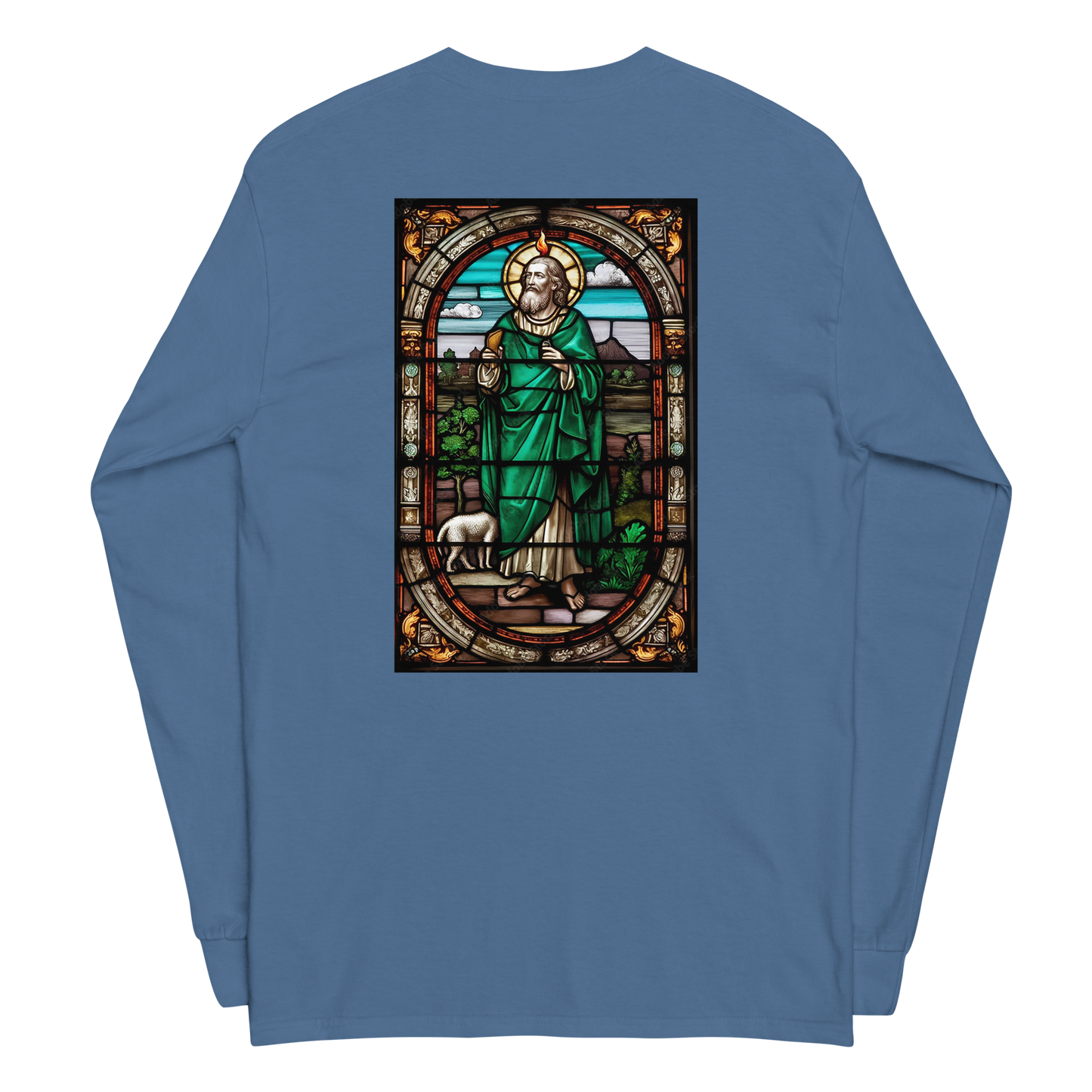 San Judas Stained Glass Men’s Long Sleeve Shirt